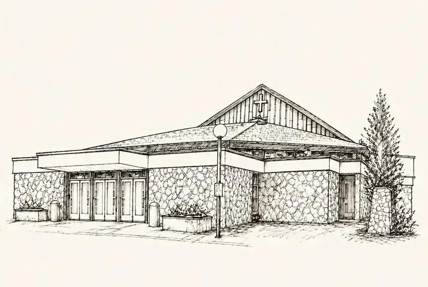 Architectural sketch of Saint Thomas More Parish